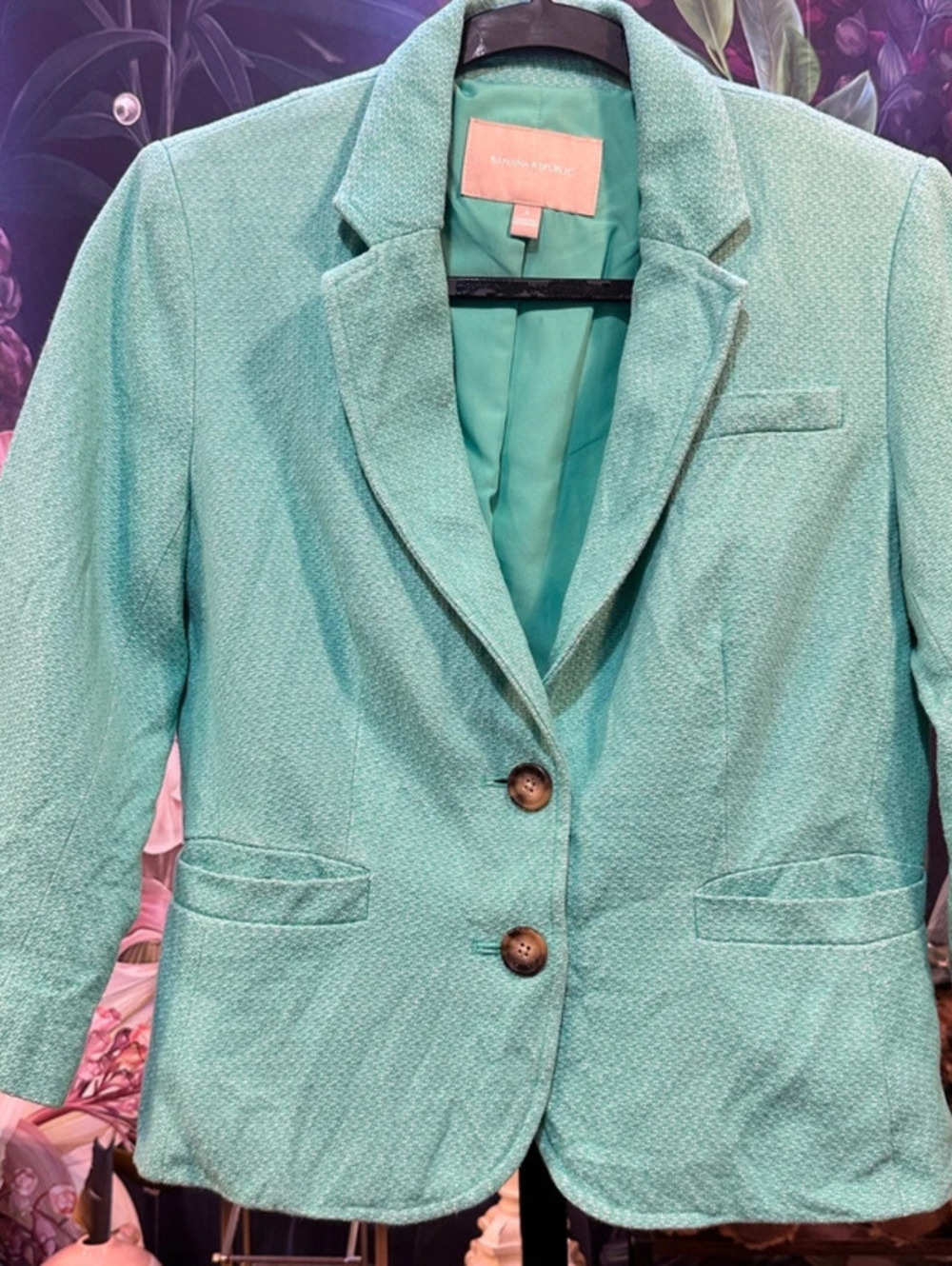 Banana Republic 6 Cotton Linen Textured Blazer Professional Preppy Mint Jacket